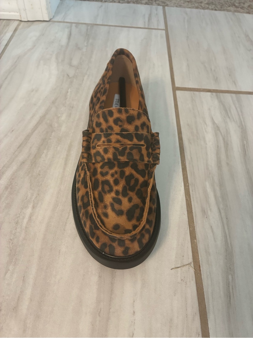 Steve Madden Leopard Print Penny Loafer in Brown and Black